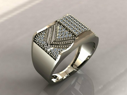 gents rings diamond men ring stl 3dm 3d print model 3d print model - Mito3D
