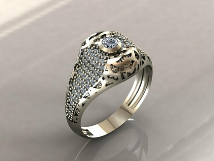 gents rings diamond men ring stl 3dm 3d print model 3d print model - Mito3D