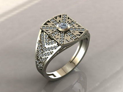 caballeros anillos diamante hombres anillo stl 3dm 3d impresión modelo 3d print model - Mito3D