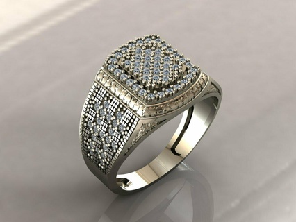 messieurs anneaux diamant Hommes bague stl 3dm 3d impression modèle 3d print model - Mito3D