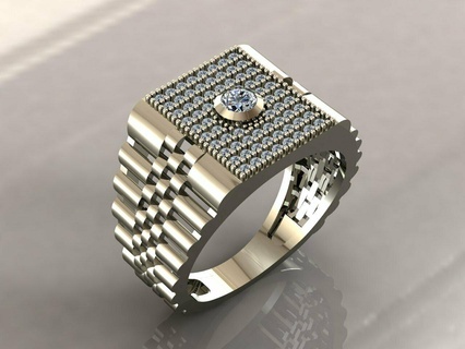 messieurs anneaux diamant Hommes bague stl 3dm 3d impression modèle 3d print model - Mito3D