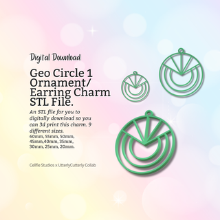 geo circle 1 earring charm stl file - digital download -9 sizes- necklace keyring modern design Jewelry bezel finding jewellery jewelry resin flower making mold boho chick fashion 3d print model - Mito3D