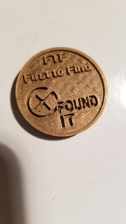 geocache first find ftf coin 3d print model - Mito3D
