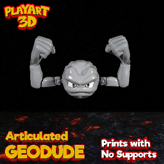 geodude - articulated pokemon - easy print - supports geodude pokemon nintendo toy pokemontcg supports flexible articulated charizard pikachu  3d print model - Mito3D