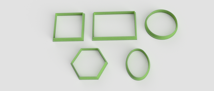 geomerisch Plätzchen Cutter x5 Kekse Kunst Jahrgang Backen backen Quadrat Kreis Rechteck Geometrie geometrisch einfach Basic 3d print model - Mito3D