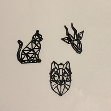 géométriques animal collier géométrique loup chat cerf bijoux anniversaire d'anniversaire présent cadeau de compagnie les animaux pendentif en bois cervidé cat chien le 3d print model - Mito3D