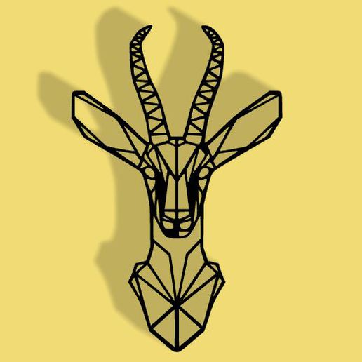 geometric antilope art antelope mural 3D print model - Mito3D