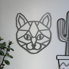 geometric cat animal wall decor decoration child bedroom 3d print model - Mito3D