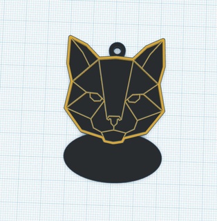 geométrico gato chave anel chaveiro mascote animal Customizável 3d print model - Mito3D