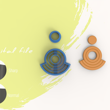 geometric circle fan polymer clay cutter digital stl file 4 sizes 2 versions jewelry cutters earrings oval lines 3d print model - Mito3D
