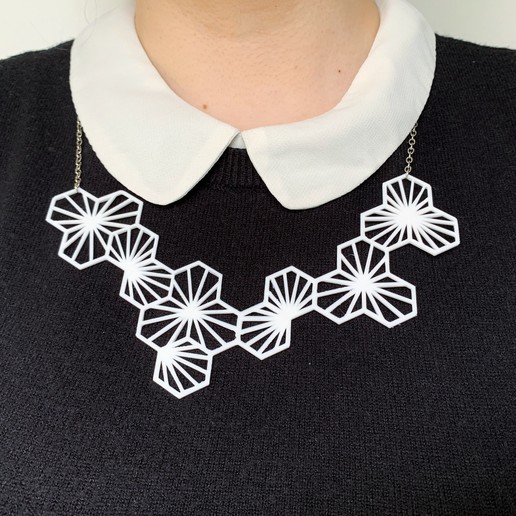 geometric collar jewelry art jewel hexagon 3D print model - Mito3D