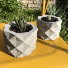 geometric concrete pot mold home planter low poly 3d print model - Mito3D