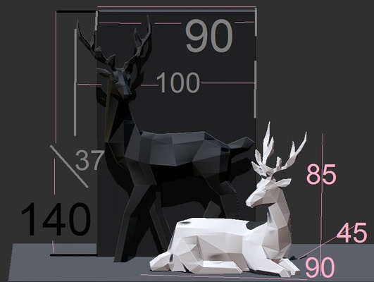 geometrik geyik heykel i̇skandinav dekorasyon ev dekor sanat dekoratif poli nostaljik çokgen masaüstü home accessories cnc art sculpture hayvan mobilya iç tasarım dış mekan bahçe lüks benzersiz 3d print model - Mito3D