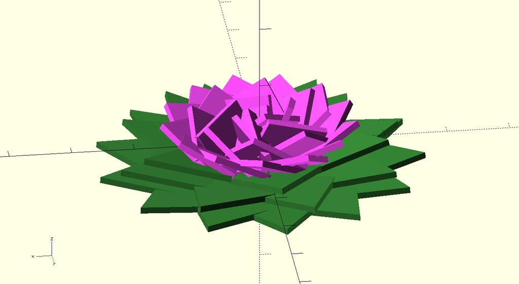 geometric fibonacci flower generator cool customizer green kite lotus magenta math pink square sculptures 3D print model - Mito3D