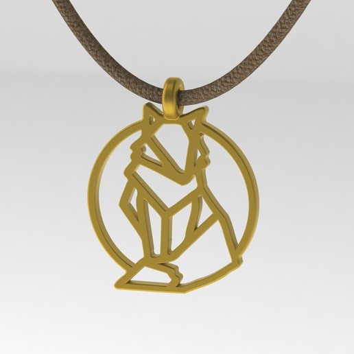 géométriques renard pendentif bijoux triangle collier la fox animal 3D print model - Mito3D
