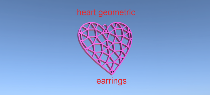 geometric heart earrings earring hearts funny heartvalentinesday valentine valentines valentinesday classy raimoncoding holidays fashion xmas christmas 3d print model - Mito3D