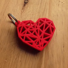 geometric heart key ring fashion rings chain chains love valentine valentines day low poly 3d print model - Mito3D