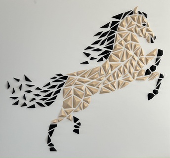 geometric horse wall art 2dart 2d animal decor decoration geometry home low poly lowpoly puzzle sculpture triangle wallart 3d print model - Mito3D