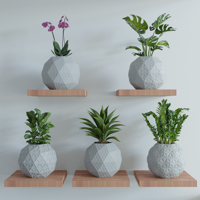 geometric ico sphere garden collection home planter plant desk plants modern decor 3d print model - Mito3D