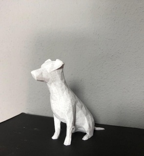 geometrico Jack russel cane maschera statua figura lowpoly animale miniature scultura 3d print model - Mito3D