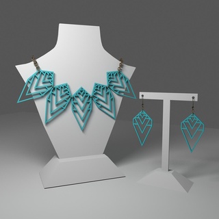 geometric jewellery set earring necklace pendant simple gift triangle polygon supports 3d print model - Mito3D