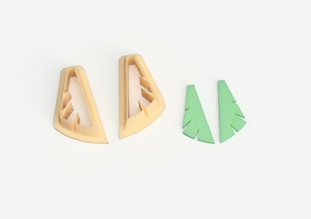geometric leaf cutter polymer clay earrings texture roller 3d print model - Mito3D
