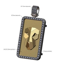 geometrico Leone diamante telaio oro bar pendente 3d Stampa modello 3d print model - Mito3D