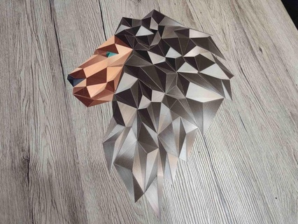 geometric lion wall art - Art 2dart 2d animal decor decoration geometry home low poly lowpoly puzzle sculpture triangle wallart sculptures 3d print model - Mito3D