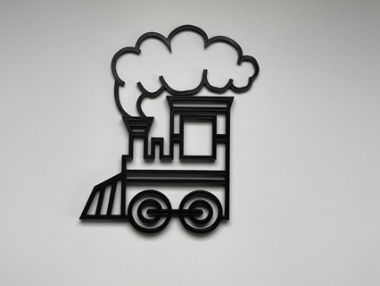 geometric locomotive wall art train modern steam engine kids decoration 2d wireframe rail 3d print model - Mito3D