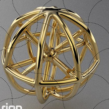 geometrisch Modell 023 Schmuck Ball Leistung Geometrie Kugel Ornament Metall fein Anhänger Gold Dekor drucken Zahl 3d print model - Mito3D