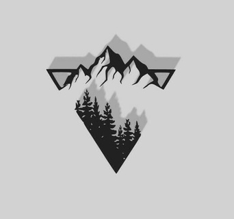 geometrico montagna pino albero decorazione 2d arte pini avventura campeggio foresta neve 3d print model - Mito3D