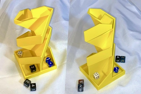 geometric open side dice tower base & tray catan roller dungeons dragons mosquito rpg scifi space star triangle twilight twin game playset 3d print model - Mito3D