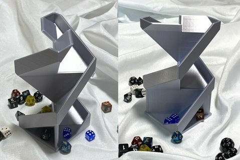 geometric open sided dice tower clockwise marble roller scifi space spiral square star starfarer triangle twin game playset 3d print model - Mito3D