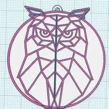 geometric owl keychain jewelry key ring bicolor poligonos minimalist 3d print model - Mito3D