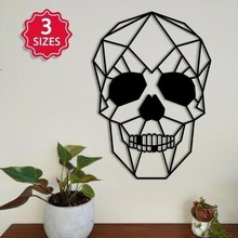 geometric skull 2d minimalist head lines simple art wall lowpoly decoration 3d print model - Mito3D