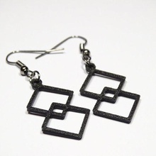 geometric square earrings black jewelry earring 3d print model - Mito3D