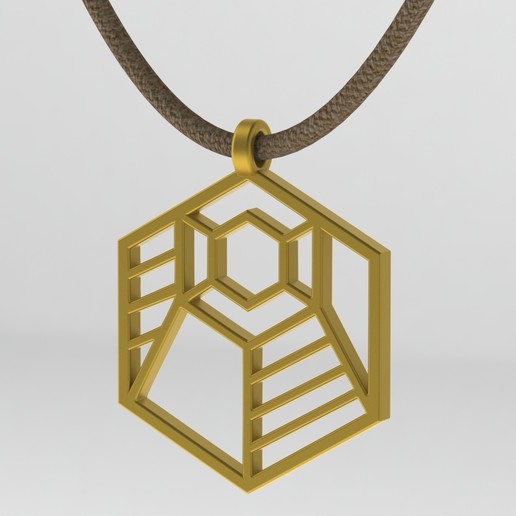 geometric striped hexagon pendant jewelry geometric triangle necklace pendant jewellery jewelry hexagon stripes 3D print model - Mito3D