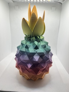 geometric tropical pineapple pineapples fruit leaves decor home office desk accessory hospitality welcome decorations 3d print model - Mito3D