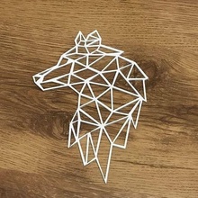 geometric wolf 3d handmade 2021 animal dog wild beast predator arctic white print accessory 3d print model - Mito3D