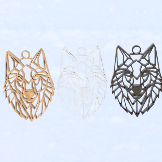 geometrisch Wolf Ohrringe Schmuck Kunst Geometrie Ohrring Alaska Russland indisch Anhänger 3D print model - Mito3D
