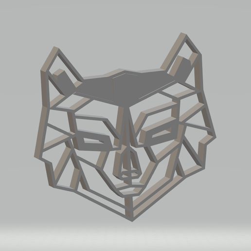 geometrik Kurt baş şekil Wolf 39 s 3D print model - Mito3D