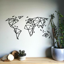 geometric world map wall decor home accesories travelling 3d print model - Mito3D