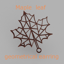 geometrical maple leaf earring jewelry earrings pendant pendants geometric canada nature natural geometry math 3d print model - Mito3D