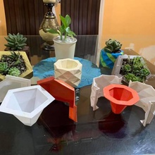 geometrical pot mould moulds mold flowerpot pots planter penta pentagon pentagonal geometric forms from 3d print model - Mito3D