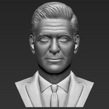 george clooney bust 3d printing ready stl obj formats art er celebrity actor oscars famous pitt di caprio gibson hanks brando pacino niro lawrence eastwood 3d print model - Mito3D