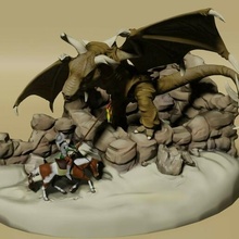 Giorgio Drago jorge signore cavallo scena scenografia diorama cavaliere 3d print model - Mito3D