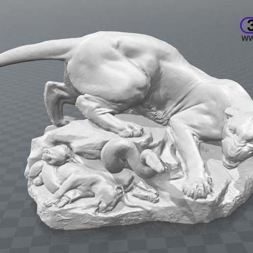 georges gardet - drame au d sert Heykeli 3d tarama sanat hayvan kedi cougar aslan dağ aslanı oliver laric panter puma heykel yılan tarar kopyaları 3D print model - Mito3D