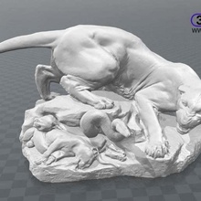georges gardet - drame au d sert Heykeli 3d tarama sanat hayvan kedi cougar aslan dağ aslanı oliver laric panter puma heykel yılan tarar kopyaları 3d print model - Mito3D