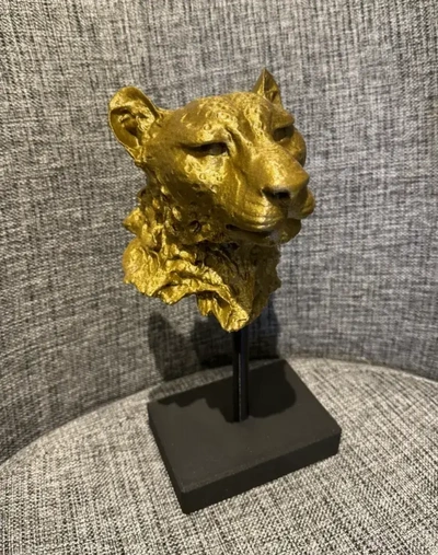 gepard cabeça estátua arte decoração gato casa tigre 3dscan einscan guepardo sozinho anima 3d print model - Mito3D