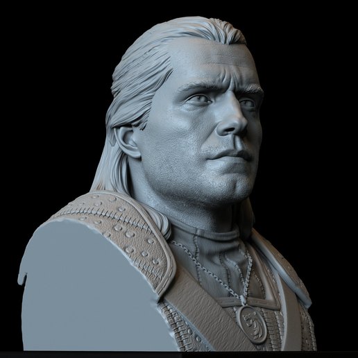 geralt rivia witcher 3d stampabile busto art thewitcher netflix henry cavill il dettagliate somiglianza realistici accurata ritratto statua la scultura 3dmodel 3dsculpt sidnaique resina in miniatura 3D print model - Mito3D